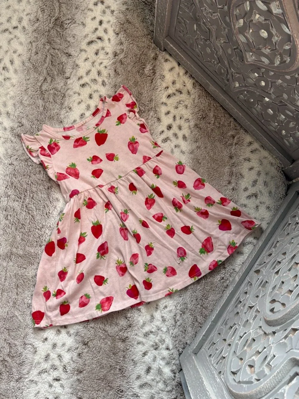 The Children's Place pink strawberry dress girls 3T preppy garden party summer
